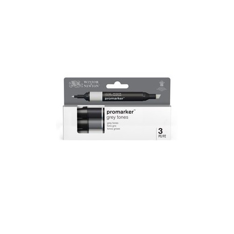 Pennarelli Winsor&Newton Promarker doppia punta fine-larga - conf. 3 pz grigio - 0290185